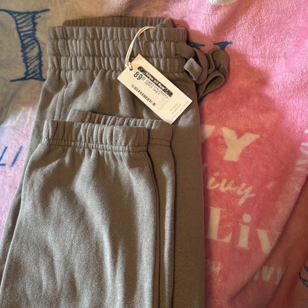 NWT Z Supply Jogger Sweatpants Olive in colour size small. Fleece inside